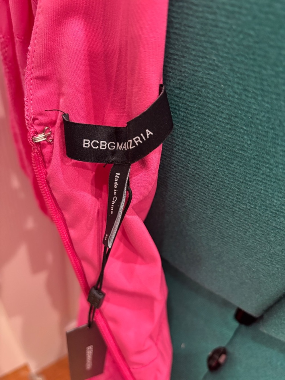 BCBGMaxAzria Hot Pink One-Shoulder Ruched Dress - Picture 3 of 5